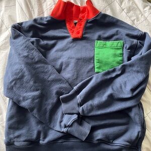 Clare V Blue and Red Crewneck Sweater